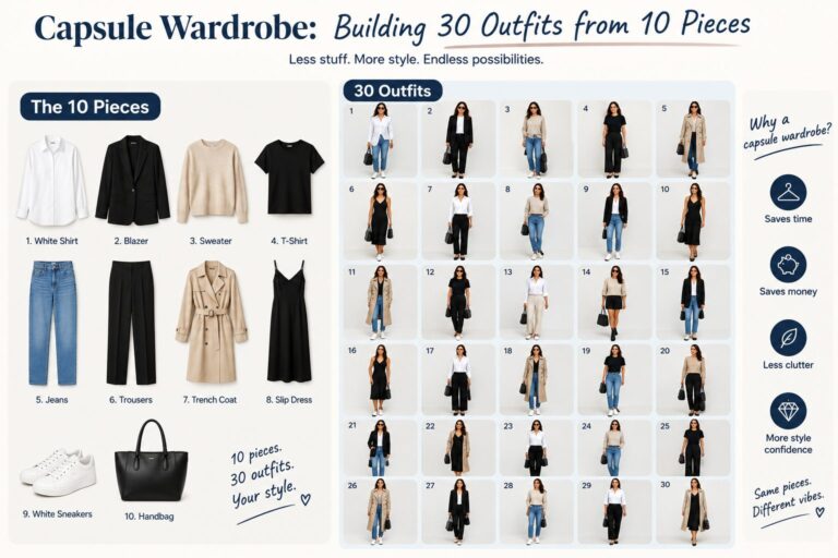 Capsule wardrobe: building 30 outfits from 10 pieces