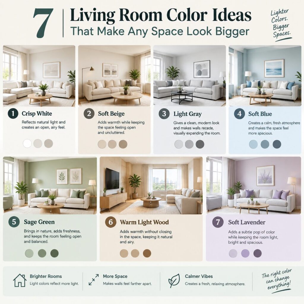 7 Living Room Color Ideas That Make Any Space Look Bigger